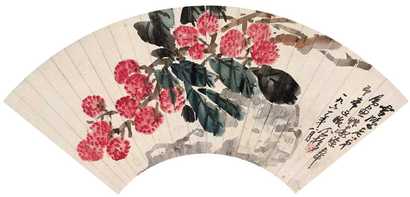 王个簃 1961年作 鲜荔 扇面